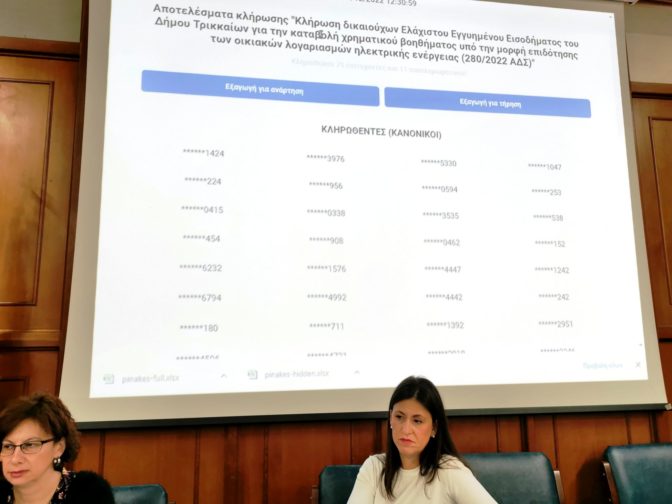 Τρίκαλα: Κληρώθηκαν οι πρώτοι 150 δικαιούχοι για πληρωμή ρεύματος μέσω της ελεγχόμενης στάθμευσης