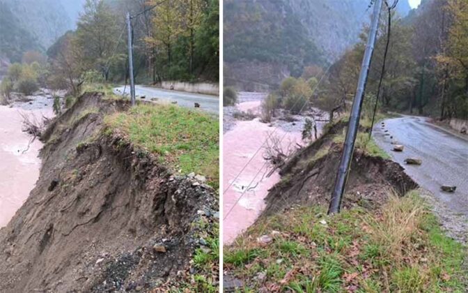 Υπό κατάρρευση τμήμα Ε.Ο: Καρδίτσα-Αργιθέα-Άρτα στο ρέμα Λιασκοβίτη