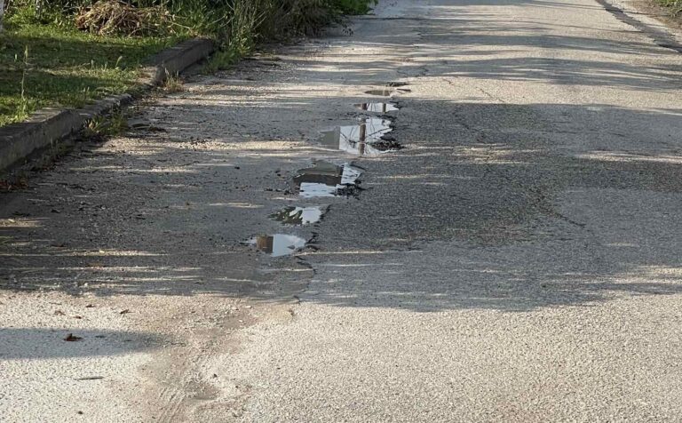 Κακοτεχνίες στο οδόστρωμα της οδού Δεινοχάρη στα Τρίκαλα