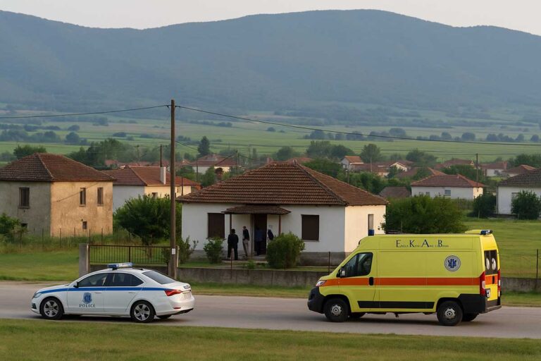 Αστυνομία και ΕΚΑΒ έξω από σπίτι σε χωριό της Καρδίτσας όπου βρέθηκε νεκρός 50χρονος