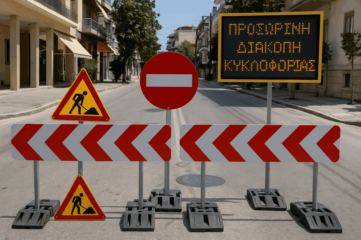 Τρίκαλα: Αναλυτικές κυκλοφοριακές ρυθμίσεις 18–23 Σεπτεμβρίου λόγω έργων