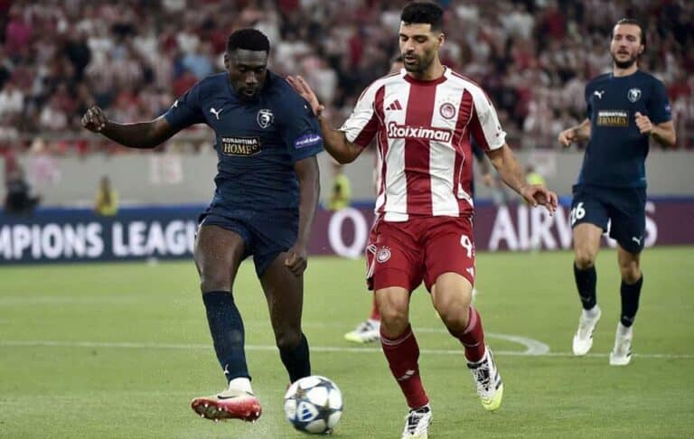 Ολυμπιακός και Πάφος σε φάση αγώνα για την 1η αγωνιστική του Champions League στο «Γ. Καραϊσκάκης»