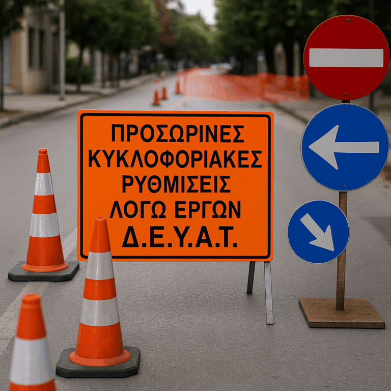 Προσωρινές κυκλοφοριακές ρυθμίσεις σε οδούς των Τρικάλων λόγω έργων της ΔΕΥΑΤ