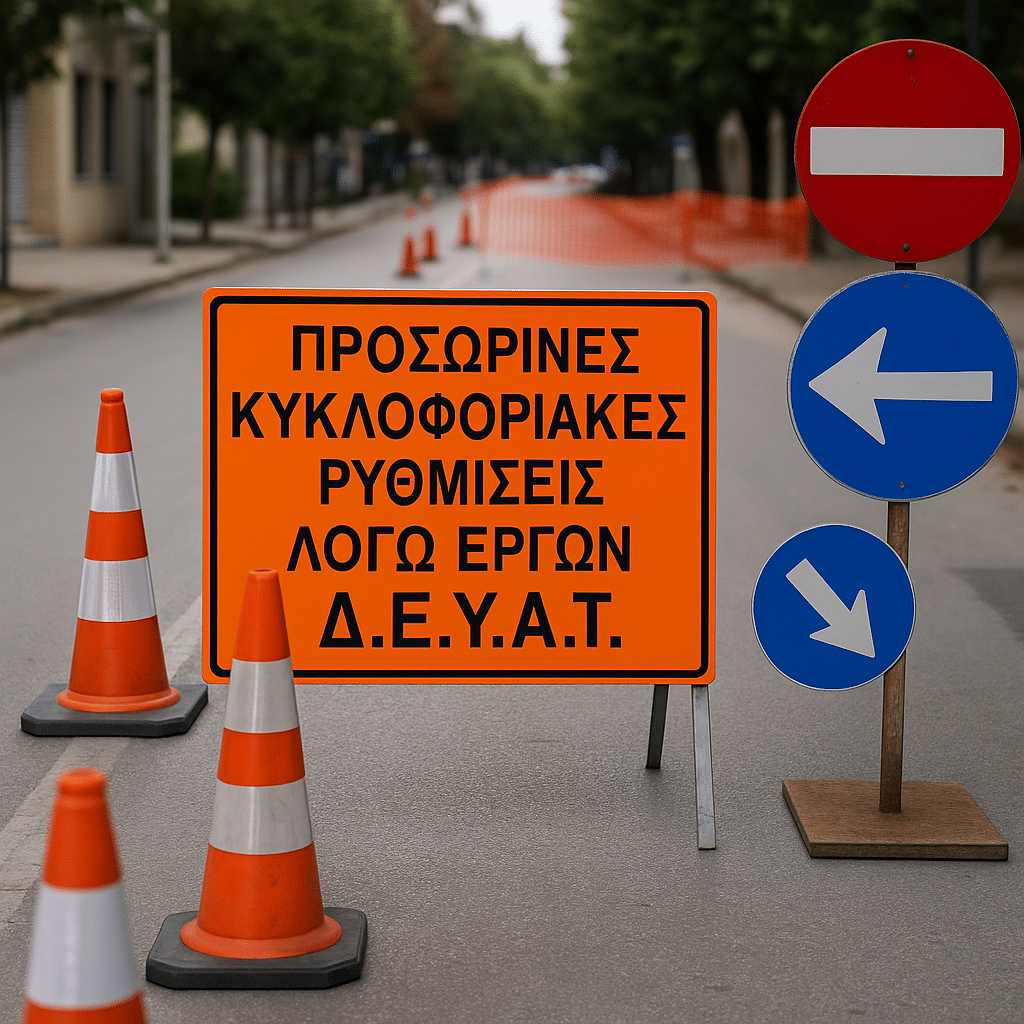 Προσωρινές κυκλοφοριακές ρυθμίσεις σε οδούς των Τρικάλων λόγω έργων της ΔΕΥΑΤ