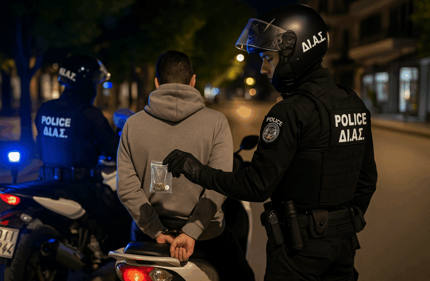 Περιπολία της ομάδας ΔΙ.ΑΣ. στα Τρίκαλα τις βραδινές ώρες.