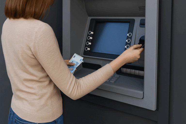 Γυναίκα κάνει ανάληψη χρημάτων από ΑΤΜ – πληρωμές e-ΕΦΚΑ και ΔΥΠΑ Νοεμβρίου