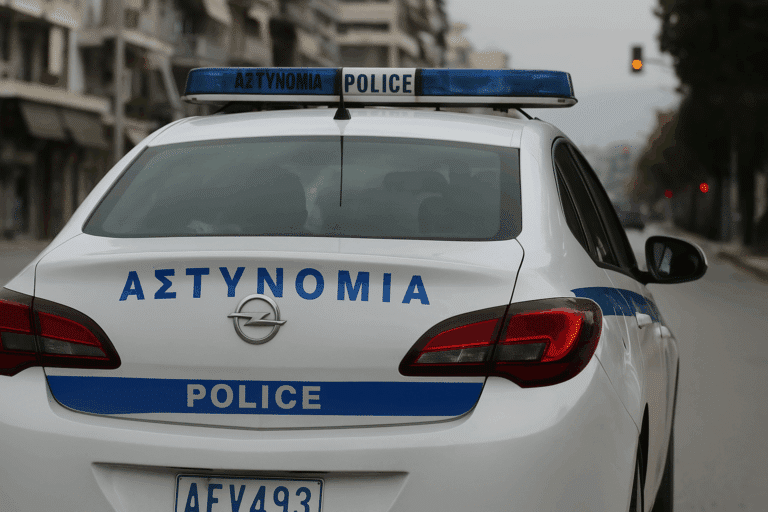 Περιπολικό της Αστυνομίας στον Βόλο κατά τη μεταφορά συλληφθέντος άνδρα