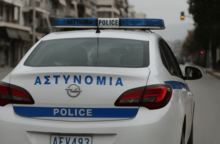 Περιπολικό της Αστυνομίας στον Βόλο κατά τη μεταφορά συλληφθέντος άνδρα