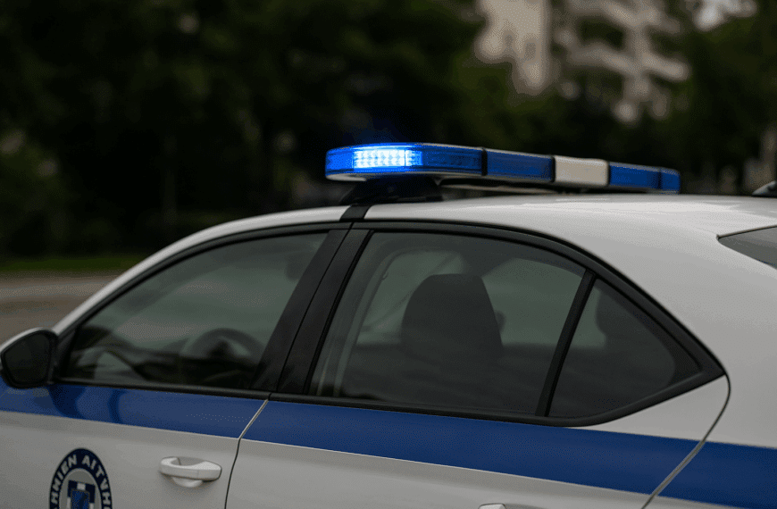 Περιπολικό της Ελληνικής Αστυνομίας με αναμμένη σειρήνα στη Λάρισα