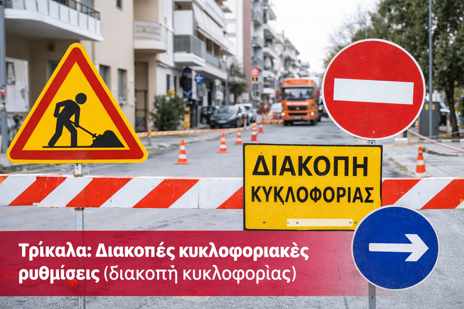 Τρίκαλα: Διακοπές κυκλοφορίας σε Σωκράτους και Κ. Βίρβου