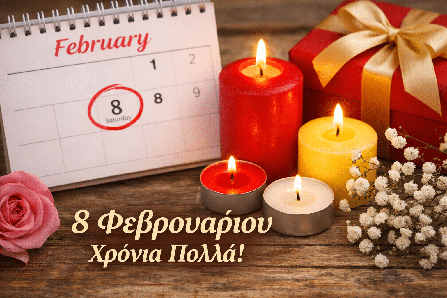 Ημερολόγιο με σημειωμένη ημερομηνία και κεράκια για το εορτολόγιο της ημέρας