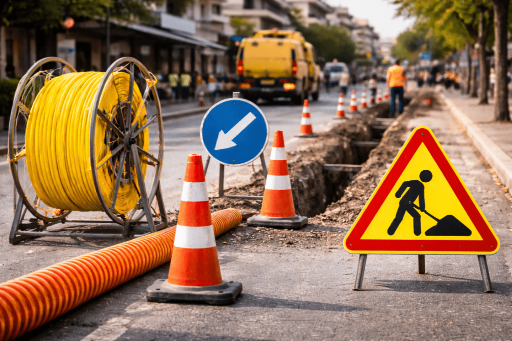 Κλείνει η οδός Συγγρού στα Τρίκαλα για εργασίες οπτικής ίνας