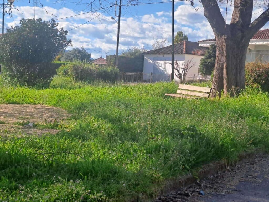 Χόρτα καλύπτουν παγκάκια στην πλατεία Σωτήρας Τρικάλων»