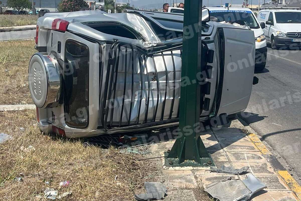 Λάρισα: Ανατροπή ΙΧ μετά από σύγκρουση