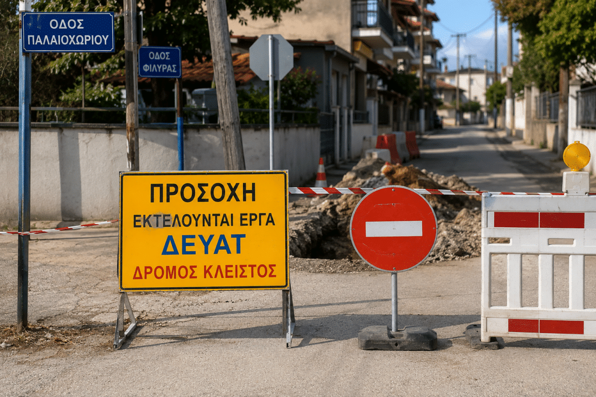 Τρίκαλα: Κλείνουν Παλαιοχωρίου και Φιλύρας για έργα της ΔΕΥΑΤ
