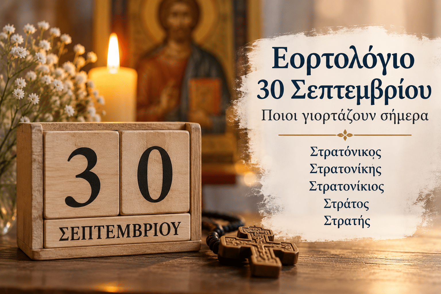 Εορτολόγιο 30 Σεπτεμβρίου – Ποιοι γιορτάζουν σήμερα