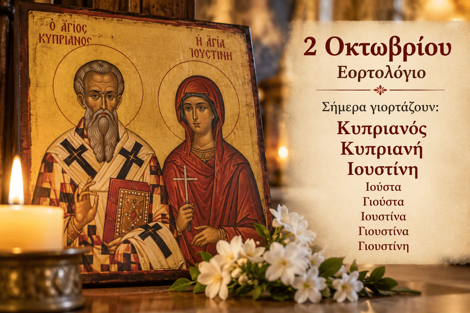 Ποιοι γιορτάζουν σήμερα 2 Οκτωβρίου